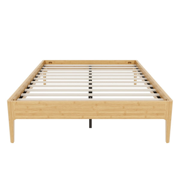 English Elm 15 Inch Solid Bamboo Full Platform Bed Minimalist Low Profile Frame with Metal Support Natural N701P411028N