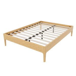 English Elm 15 Inch Solid Bamboo Full Platform Bed Minimalist Low Profile Frame with Metal Support Natural N701P411028N