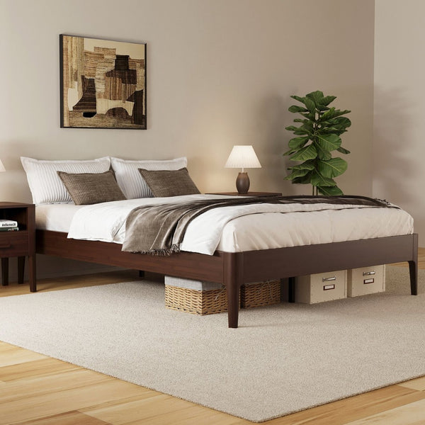 English Elm 15 Inch Solid Bamboo Full Platform Bed Minimalist Low Profile Frame with Metal Support Chocolate N701P411028Q
