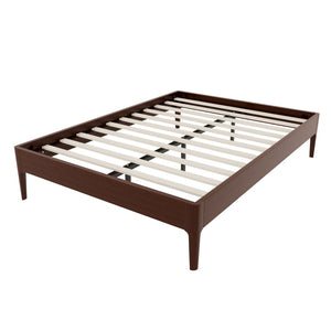 English Elm 15 Inch Solid Bamboo Full Platform Bed Minimalist Low Profile Frame with Metal Support Chocolate N701P411028Q