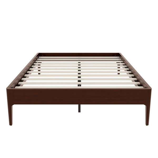 English Elm 15 Inch Solid Bamboo Full Platform Bed Minimalist Low Profile Frame with Metal Support Chocolate N701P411028Q