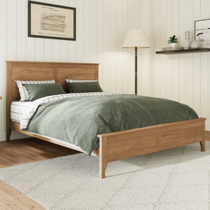 English Elm Bs701p414285s Solid Pine Platform Bed Scandinavian Low Profile Frame with Raised Headboard N701P414286S