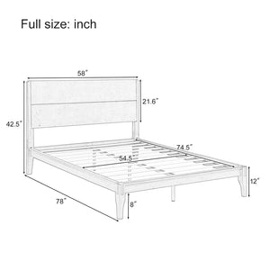 English Elm Mid-century Bamboo Platform Bed Full Size with Wood Grain Headboard and Storage Clearance Brown N701P446512D