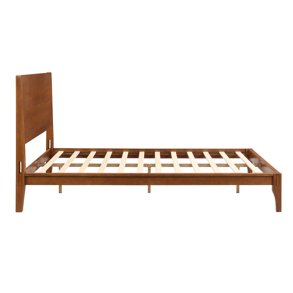 English Elm Mid-century Bamboo Platform Bed Full Size with Wood Grain Headboard and Storage Clearance Brown N701P446512D