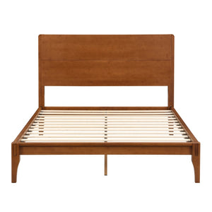 English Elm Mid-century Bamboo Platform Bed Full Size with Wood Grain Headboard and Storage Clearance Brown N701P446512D