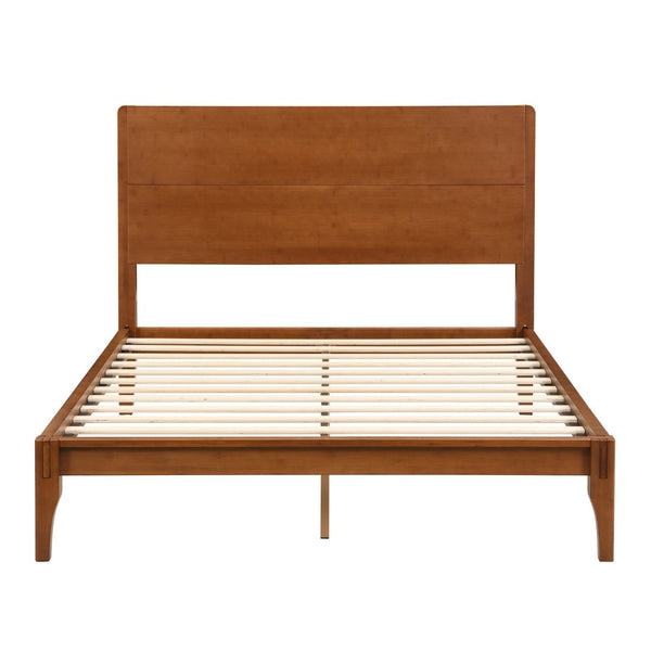 English Elm Mid-century Bamboo Platform Bed Full Size with Wood Grain Headboard and Storage Clearance Brown N701P446512D