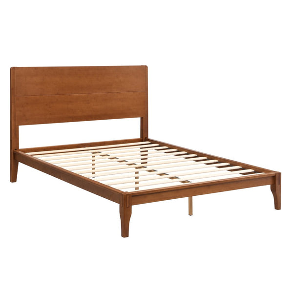 English Elm Mid-century Bamboo Platform Bed Full Size with Wood Grain Headboard and Storage Clearance Brown N701P446512D