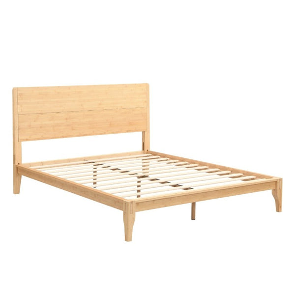 English Elm Mid-Century Bamboo Platform Bed Full Size Low Profile Frame with Tall Headboard Natural N701P446512N