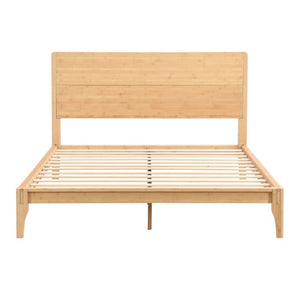 English Elm Mid-Century Bamboo Platform Bed Full Size Low Profile Frame with Tall Headboard Natural N701P446512N
