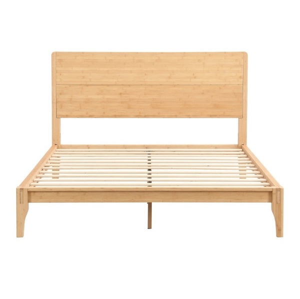 English Elm Mid-Century Bamboo Platform Bed Full Size Low Profile Frame with Tall Headboard Natural N701P446512N