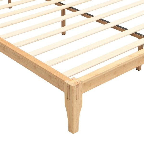 English Elm Mid-Century Bamboo Platform Bed Full Size Low Profile Frame with Tall Headboard Natural N701P446512N