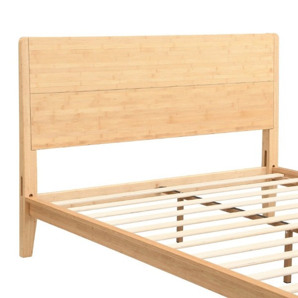 English Elm Mid-Century Bamboo Platform Bed Full Size Low Profile Frame with Tall Headboard Natural N701P446512N