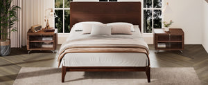 English Elm Mid-Century Bamboo Platform Bed Full Size Low Profile Frame with Tall Headboard Chocolate N701P446512Q