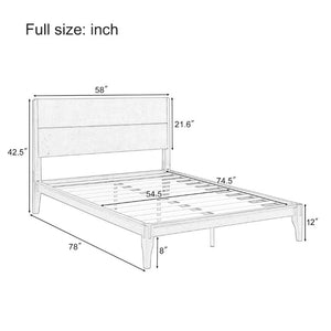 English Elm Mid-Century Bamboo Platform Bed Full Size Low Profile Frame with Tall Headboard Chocolate N701P446512Q
