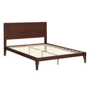 English Elm Mid-Century Bamboo Platform Bed Full Size Low Profile Frame with Tall Headboard Chocolate N701P446512Q