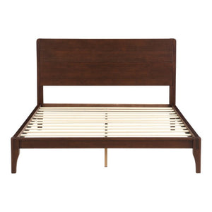 English Elm Mid-Century Bamboo Platform Bed Full Size Low Profile Frame with Tall Headboard Chocolate N701P446512Q