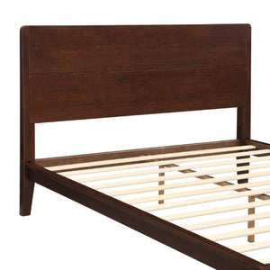 English Elm Mid-Century Bamboo Platform Bed Full Size Low Profile Frame with Tall Headboard Chocolate N701P446512Q