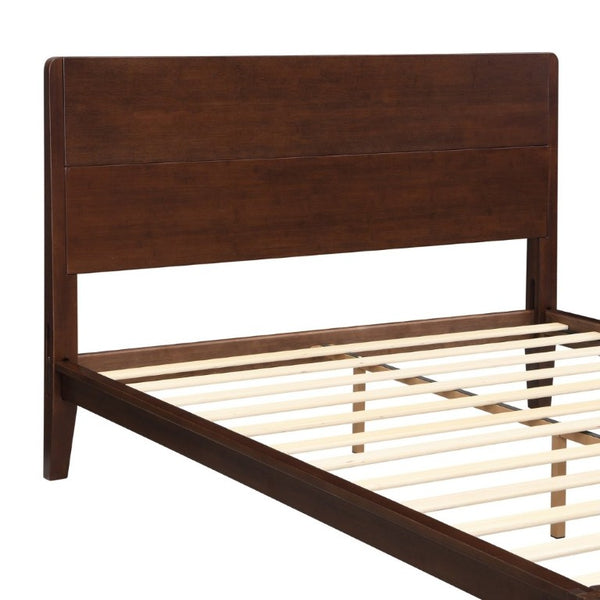 English Elm Mid-Century Bamboo Platform Bed Full Size Low Profile Frame with Tall Headboard Chocolate N701P446512Q