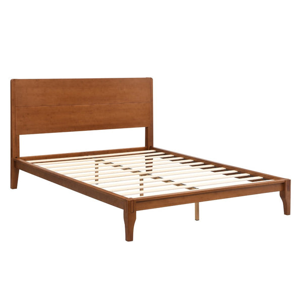 English Elm Mid-century Queen Platform Bed Sustainable Bamboo Frame Slatted Base No Box Spring Needed Brown N701P446513D