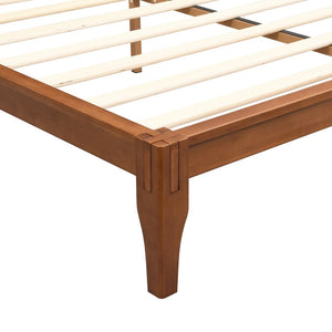 English Elm Mid-century Queen Platform Bed Sustainable Bamboo Frame Slatted Base No Box Spring Needed Brown N701P446513D