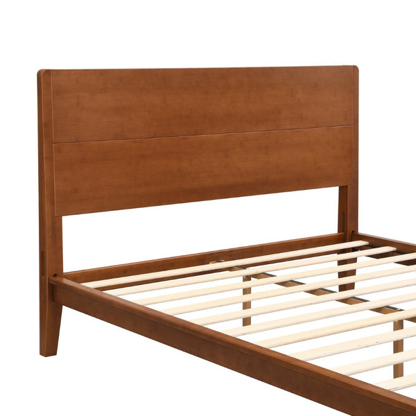 English Elm Mid-century Queen Platform Bed Sustainable Bamboo Frame Slatted Base No Box Spring Needed Brown N701P446513D