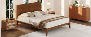 English Elm Mid-century Queen Platform Bed Sustainable Bamboo Frame Slatted Base No Box Spring Needed Brown N701P446513D
