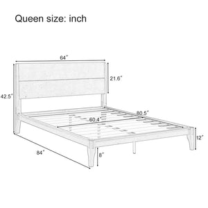English Elm Mid-century Queen Platform Bed Sustainable Bamboo Frame Slatted Base No Box Spring Needed Brown N701P446513D