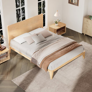 English Elm Mid-century Queen Platform Bed Sustainable Bamboo Frame Slatted Base No Box Spring Needed Natural N701P446513N