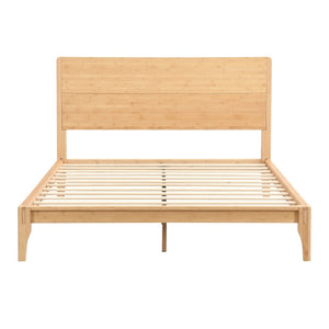 English Elm Mid-century Queen Platform Bed Sustainable Bamboo Frame Slatted Base No Box Spring Needed Natural N701P446513N