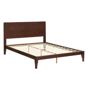 English Elm Mid-century Queen Platform Bed Sustainable Bamboo Frame Slatted Base No Box Spring Needed Chocolate N701P446513Q