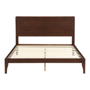 English Elm Mid-century Queen Platform Bed Sustainable Bamboo Frame Slatted Base No Box Spring Needed Chocolate N701P446513Q