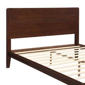 English Elm Mid-century Queen Platform Bed Sustainable Bamboo Frame Slatted Base No Box Spring Needed Chocolate N701P446513Q