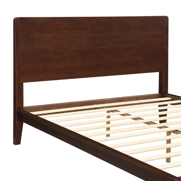 English Elm Mid-century Queen Platform Bed Sustainable Bamboo Frame Slatted Base No Box Spring Needed Chocolate N701P446513Q