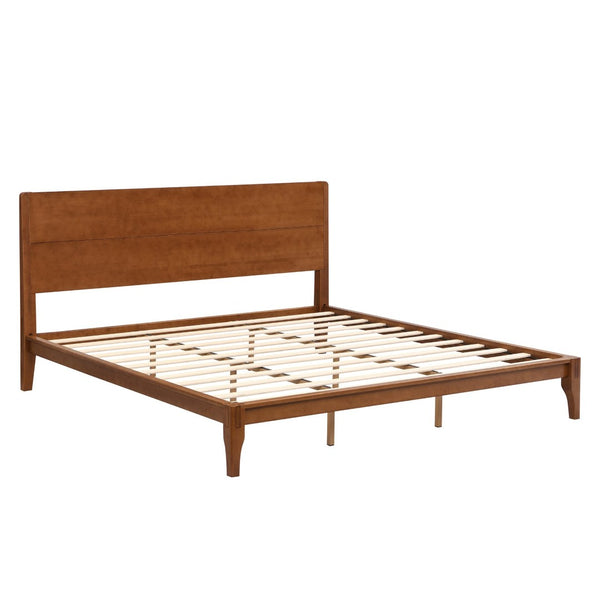 English Elm Mid-century Bamboo King Platform Bed with Slat Support Eco Organic Grain Bedroom Frame Brown N701P446515D