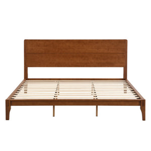 English Elm Mid-century Bamboo King Platform Bed with Slat Support Eco Organic Grain Bedroom Frame Brown N701P446515D