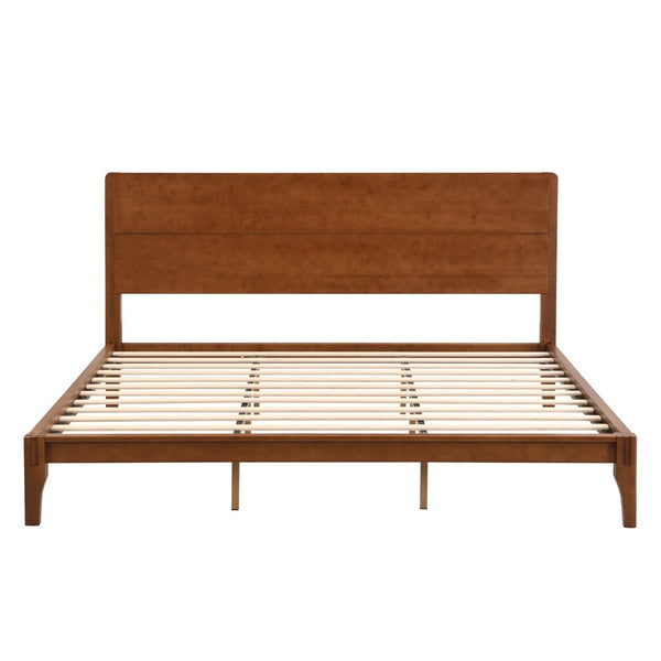 English Elm Mid-century Bamboo King Platform Bed with Slat Support Eco Organic Grain Bedroom Frame Brown N701P446515D