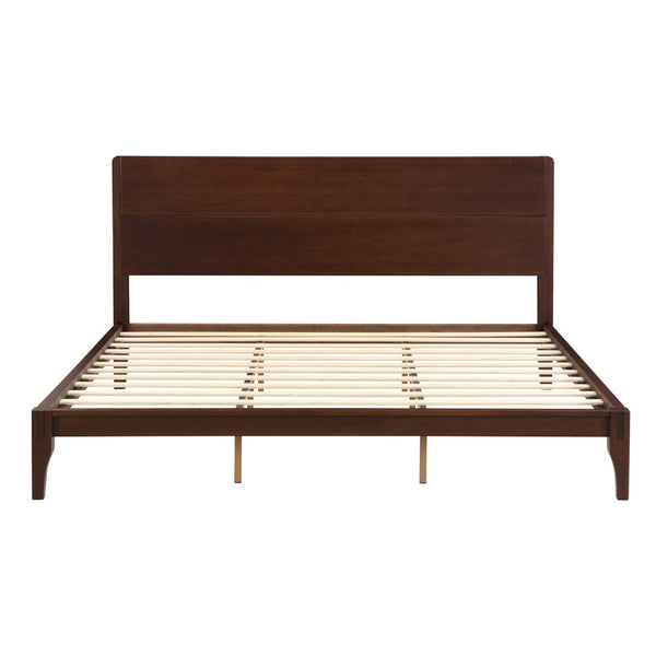 English Elm Mid-century Bamboo King Platform Bed with Slat Support Eco Organic Grain Bedroom Frame Chocolate N701P446515Q