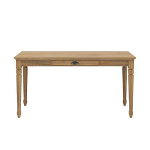 English Elm 60 Inch Rustic Farmhouse Writing Desk with Turned Legs and Convertible Keyboard Tray Seadrift N701P464449C
