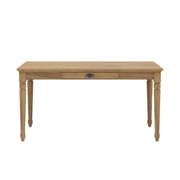 English Elm 60 Inch Rustic Farmhouse Writing Desk with Turned Legs and Convertible Keyboard Tray Seadrift N701P464449C