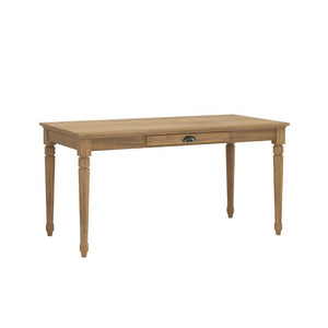 English Elm 60 Inch Rustic Farmhouse Writing Desk with Turned Legs and Convertible Keyboard Tray Seadrift N701P464449C
