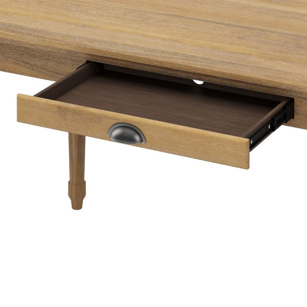English Elm 60 Inch Rustic Farmhouse Writing Desk with Turned Legs and Convertible Keyboard Tray Seadrift N701P464449C