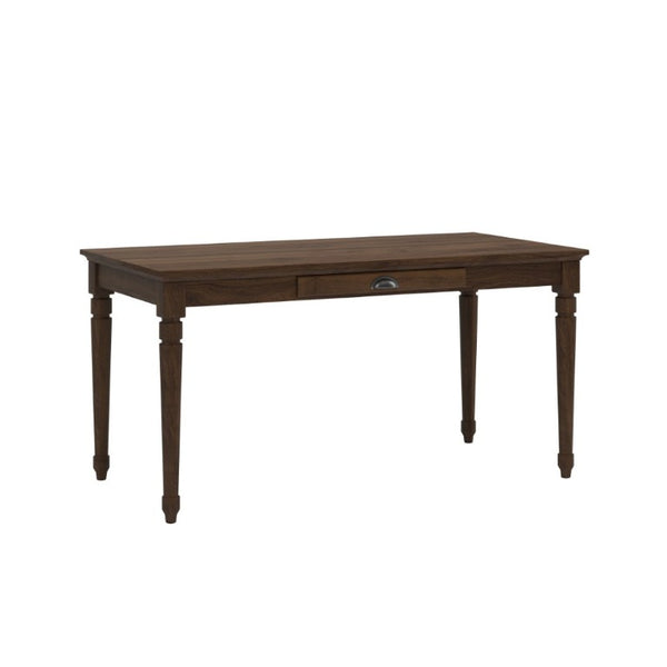 English Elm 60 Inch Rustic Farmhouse Writing Desk with Turned Legs and Convertible Keyboard Tray Chestnut N701P464449S