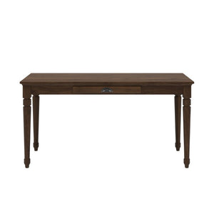 English Elm 60 Inch Rustic Farmhouse Writing Desk with Turned Legs and Convertible Keyboard Tray Chestnut N701P464449S
