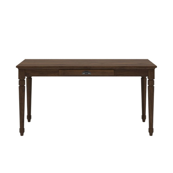 English Elm 60 Inch Rustic Farmhouse Writing Desk with Turned Legs and Convertible Keyboard Tray Chestnut N701P464449S