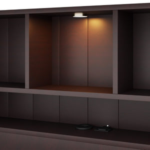 English Elm Twin Storage Bed Bookcase Headboard Built-In Downlight Charging Station Drawers Espresso N701P465375D