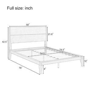 English Elm Mid-Century Modern Solid Bamboo Platform Bed with Tall Headboard and Under Bed Storage N701P467394D