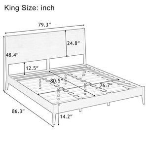 English Elm Mid-Century Danish Solid Bamboo King Sleigh Bed Natural Walnut Grain Low Profile Frame N701P469054D