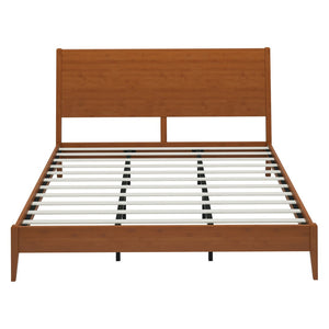 English Elm Mid-Century Danish Solid Bamboo King Sleigh Bed Natural Walnut Grain Low Profile Frame N701P469054D