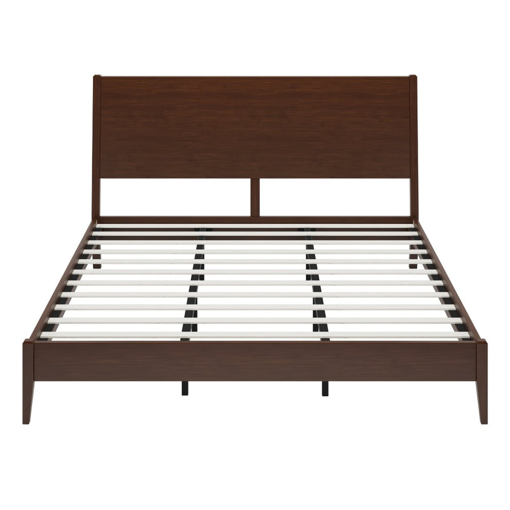 English Elm Mid-Century Solid Bamboo Sleigh Platform Bed with Slatted Base for King Bedroom N701P469054Q