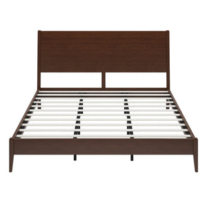 English Elm Mid-Century Solid Bamboo Sleigh Platform Bed with Slatted Base for King Bedroom N701P469054Q